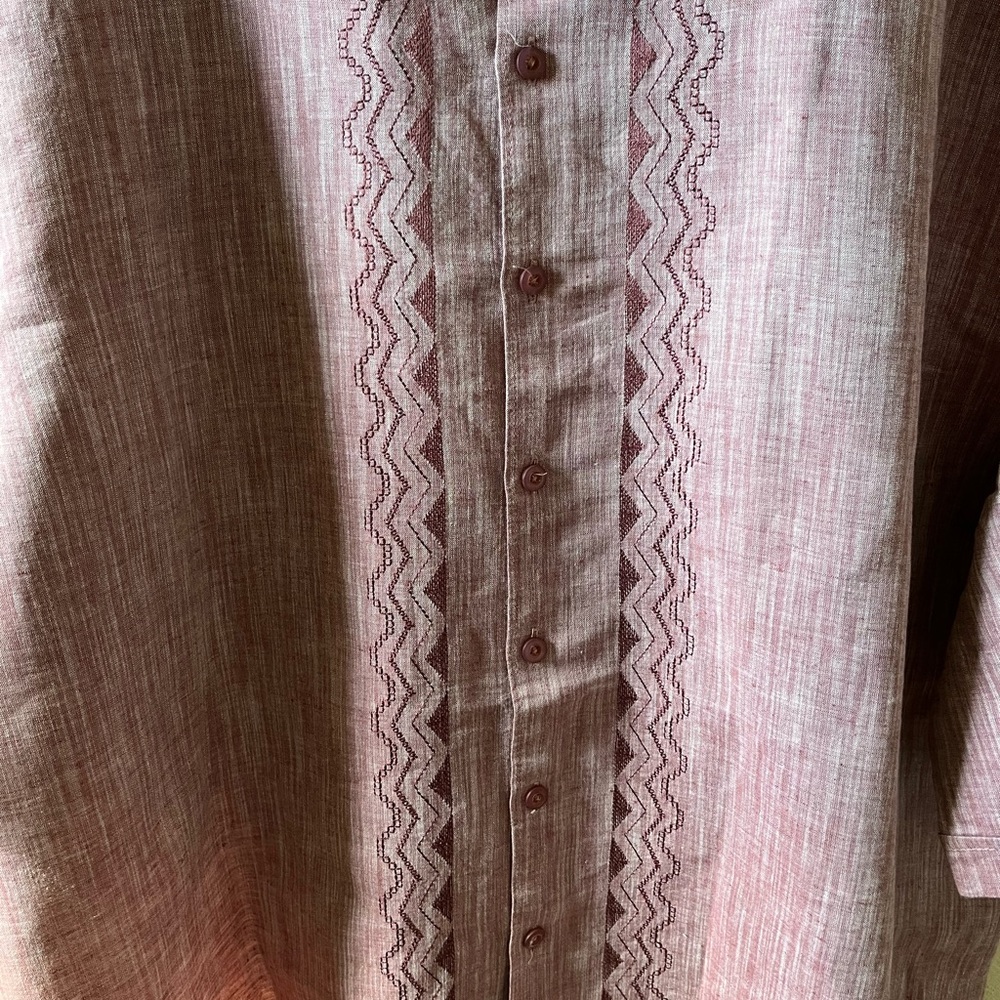 Cubavera Men’s Guayabera Shirt | 2XLT | Red/Burgundy | Short Sleeve | Like New - Picture 5 of 6